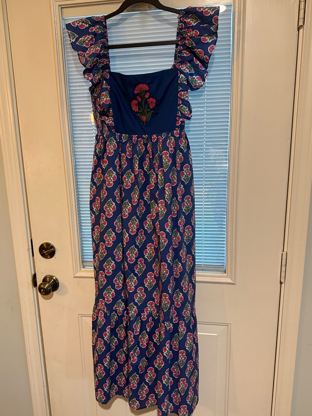 Entro Botanical Ruffle Sleeve Midi Dress